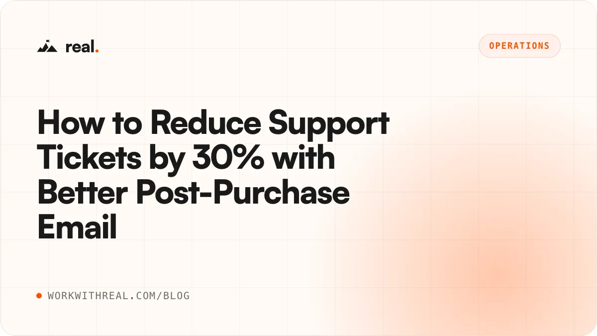 How to Reduce Support Tickets by 30% with Better Post-Purchase Email · real. blog